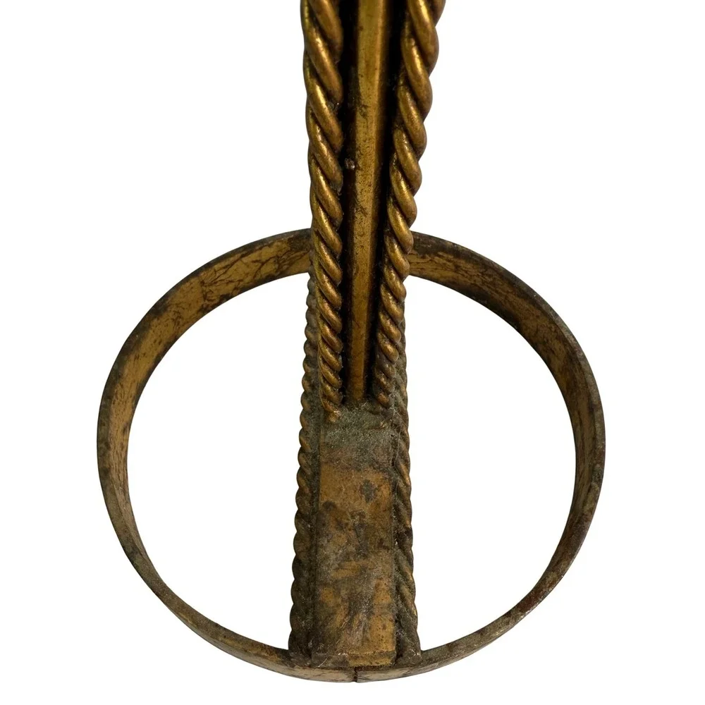 Vtg Free-Standing Metal Towel Holder Wrought‎ Iron Gold Finish Rope Design